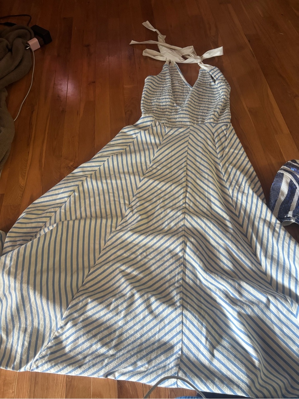 Striped Blue and White maxi Dress